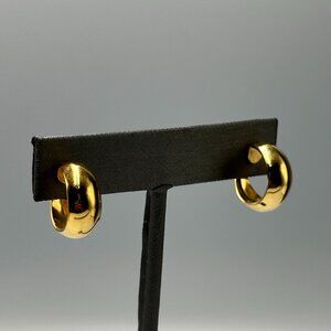 3/$30 Monet Hoop Earrings Gold Tone Short Chunky Open Back Modest Dainty 0.50"